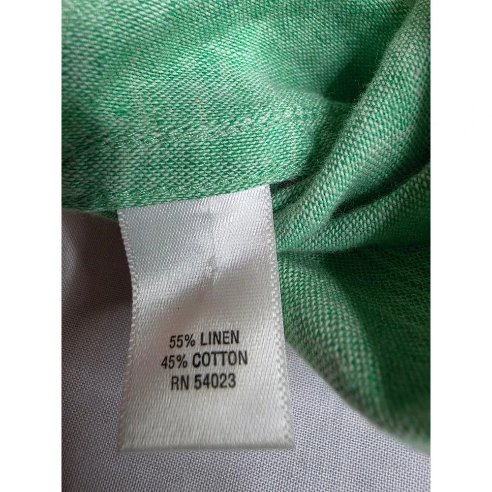 Banana Republic Shirt Men's Medium Green Linen Long Sleeve Button-Down Casual